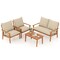 4 Pieces Wooden Outdoor Conversation Set with Soft Cushions and Rectangular Coffee Table